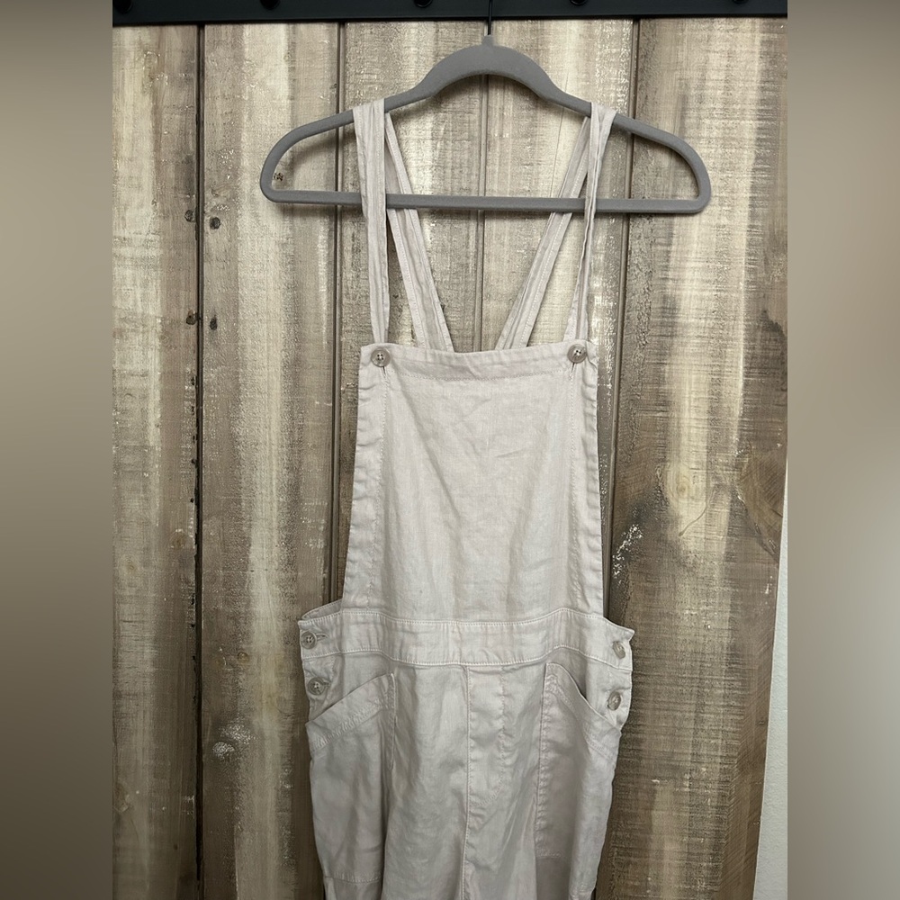 Evereve Beth Cream Linen Blend Wide Leg Crop overalls, 31 - Picture 4 of 8
